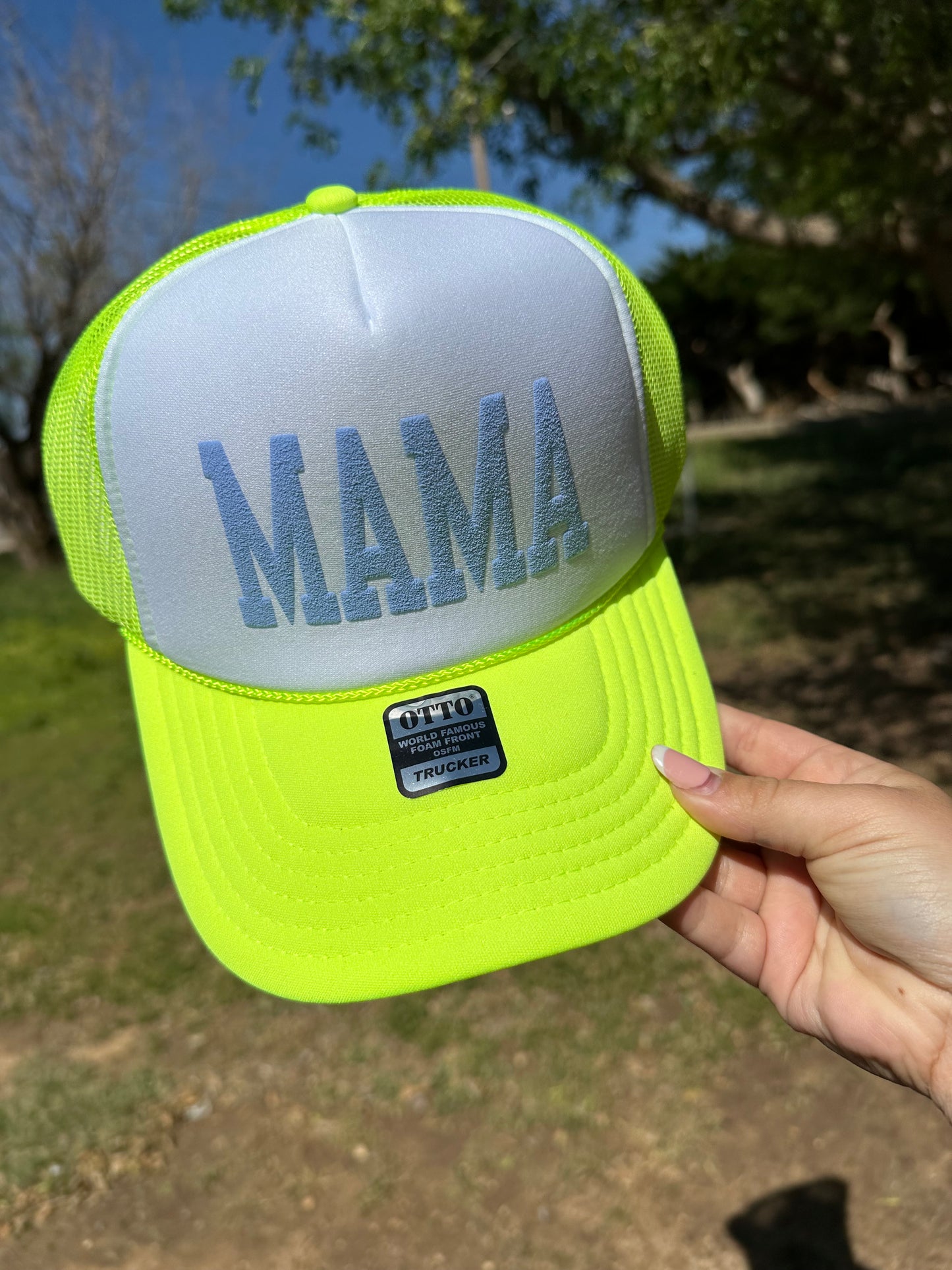 Mama Puff Trucker Hat - NEON YELLOW