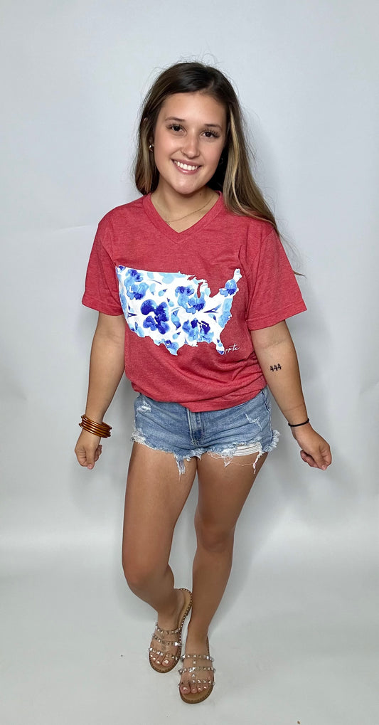 Floral USA Graphic Tee
