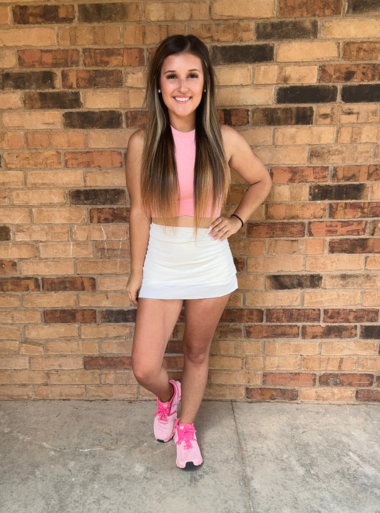 White Fitted Active Skirt