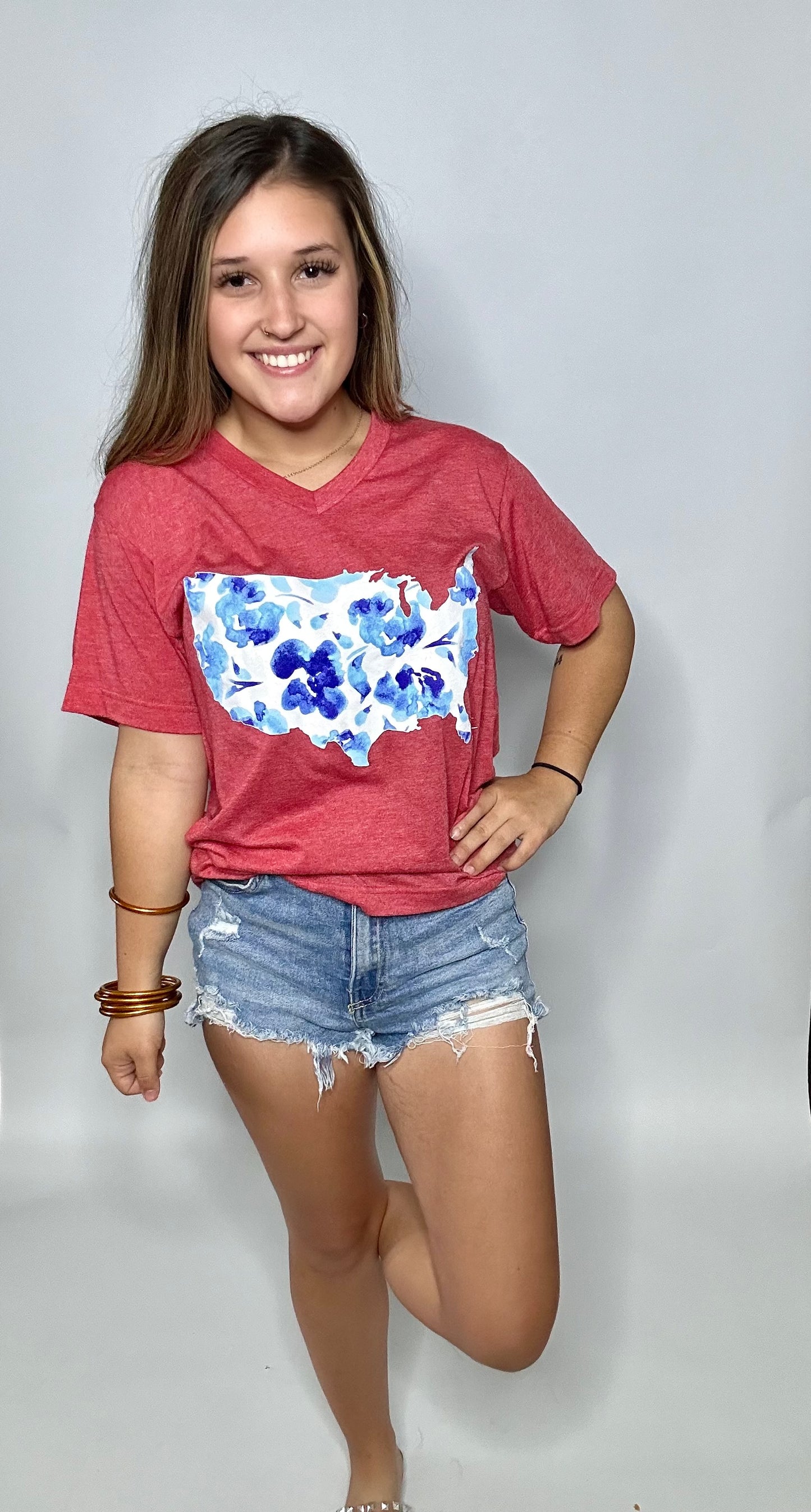 Floral USA Graphic Tee