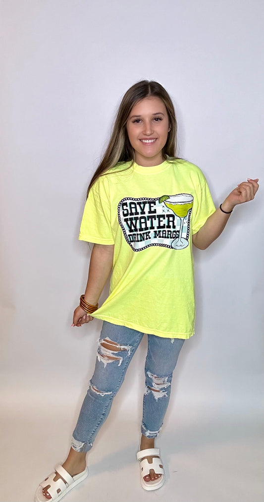 Drink Margs Graphic Tee - NEON YELLOW