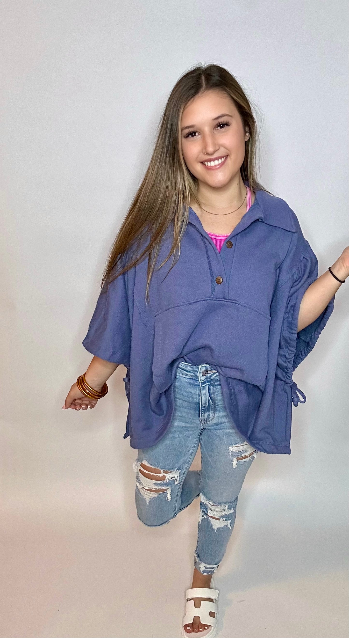 Layla Oversized Top - NAVY