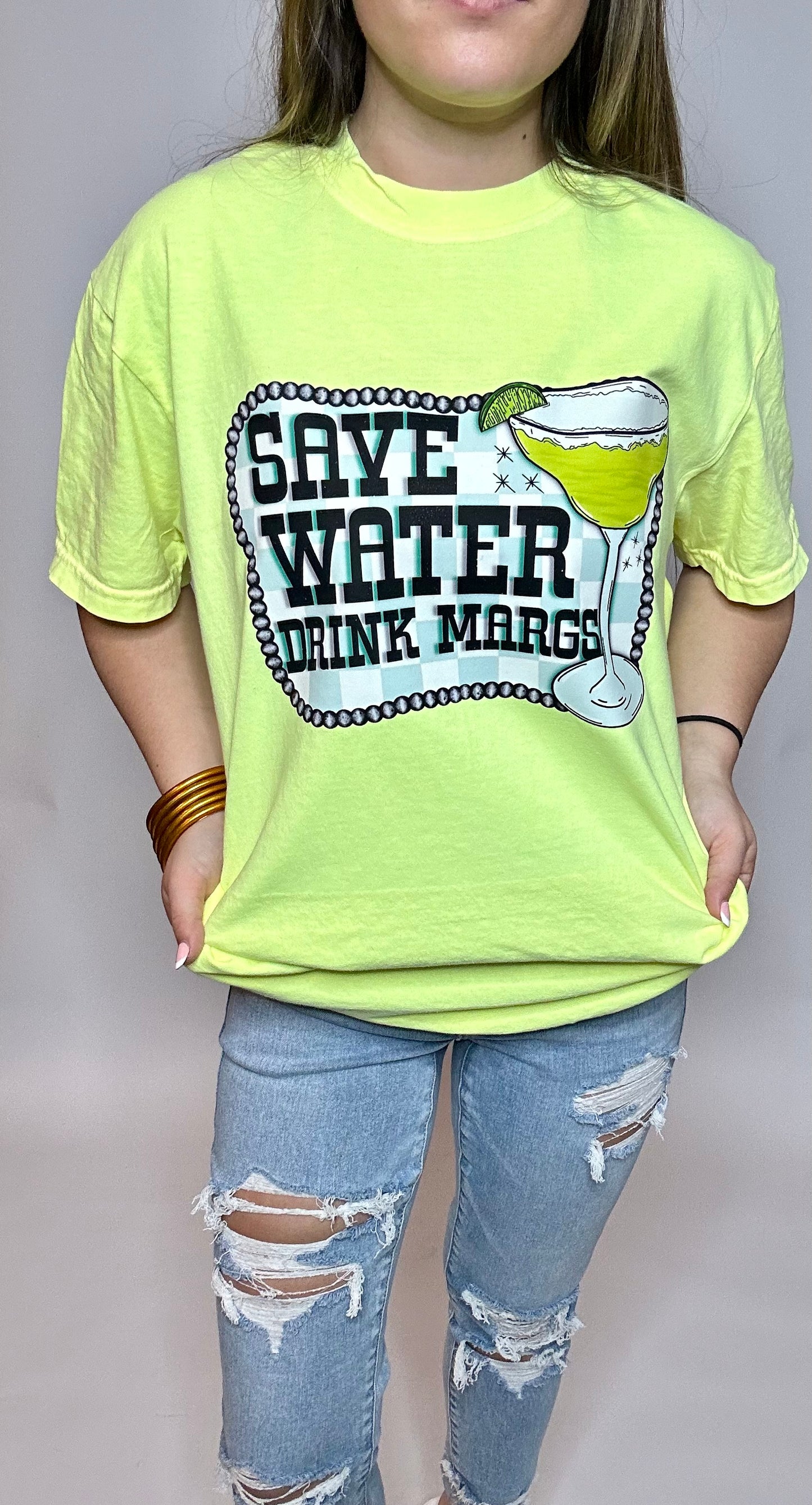 Drink Margs Graphic Tee - NEON YELLOW